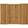 Relaxdays Portaposate Cassetto, Regolabile, Estendibile 8 Scomparti in Bambù, HLP 6,5x35-57,5x43 cm, Organizer, Naturale