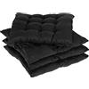 Relaxdays Cuscini per Sedie in Set da 4, 38 x 38 cm, Coprisedia con Laccetti, Interni & Esterni, Poliestere, Nero