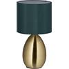 Relaxdays Lampada da Tavolo, Luce Indiretta con Funzione Touch, Abat Jour con Paralume, HxD 34x18 cm, Dorato Verde Scuro