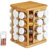 Relaxdays Porta Spezie XXL, Girevole, 32 Barattoli, Custodia Salvaroma, Espositore per Condimenti, Bambù, Legno Naturale