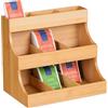 Relaxdays Scatola Organizer 9 Scomparti Porta Bustine da tè e Tisane, HLP 24 x 26 x 17,5 cm, Cassetta in bambù, Naturale