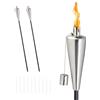 Relaxdays Set da 3 Fiaccole da Esterno, Torce a Olio 290 ml, Luci per Giardino, Illuminazione Esterno, in Acciaio Inox