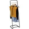 Relaxdays Stand Appendiabiti da Terra con Asta Effetto Legno Appendi Abiti, HLP: 140x41x41 cm, Attaccapanni Ferro, Nero