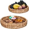 Relaxdays Vassoio da Portata, Set da 2 Ciotole Ø 32 e 25 cm, Centrotavola Svuotatasche Rotondo, Aspetto Vimini, Naturale