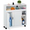Relaxdays Carrello Salvaspazio da Cucina, 3 Scomparti, 2 Ripiani, Scaffale su Ruote Stretto Bagno, 71,5x70x20 cm, Bianco