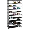 Relaxdays Scarpiera da Ingresso e Corridoio, Portascarpe in Metallo e 10 Ripiani in Tessuto, Scaffale Porta Scarpe, Nero