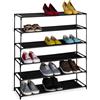 Relaxdays Scarpiera da Ingresso e Corridoio, Portascarpe in Metallo e 6 Ripiani in Tessuto, Scaffale Porta Scarpe, Nero