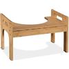 Relaxdays Sgabello per WC, Sgabellino da Toilette per Adulti, in bambù, Bagno, HxLxP: 28,5 x 45,5 x 28,5 cm, Naturale
