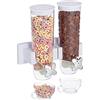 Relaxdays Dispenser Cereali Doppio, Montaggio a Parete, Distributore per Corn Flakes e Dolcetti, in Plastica, Bianco