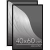 Americanflat Cornice Foto 40x60 cm Nere - Set di 2 Cornici 60x40 cm con Bordo Sottile e Pannello Protettivo in Plastica - Portafoto con Ganci Seghettati Integrati per Pareti