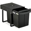 Relaxdays Pattumiera Estraibile Sottolavello, Cestino Raccolta Differenziata 2 Scomparti da 20 L, 41,3x34x51,8 cm, Nero