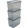 Iris Ohyama Scatole Portaoggetti, 70L, Set di 3, Grigio, Chiusura facile, Impilabile, Plastica Trasparente, Per Armadio, Scaffali, Scuola, Organizzazione, Giocattoli, Cartoleria, Scarpe, MCB-70