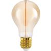 Eglo Lampadina LED E27 a intensità variabile, dimmerabile tramite interruttore, lampadina vintage, color ambra, 2 watt, 100 lumen, luce bianca calda, 1800 K, lampadina Edison A60, Ø 6 cm