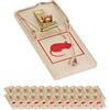 Relaxdays Trappole per Topi e Talpe, Set da 25 Rat Trap Classiche Riutilizzabili Senza Veleno, Metallo e Legno, Naturale