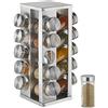Relaxdays Portaspezie Girevole con 20 Barattoli, Organizer Rotante a 360° Salvaspazio, in Acciaio, HxD 33x20 cm, Argento