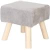 Relaxdays Sgabello Relaxdays in Corda, Gambe in Legno, Imbottito, 30x30x30 cm, poggiapiedi, Soggiorno, Grigio Chiaro/Naturale