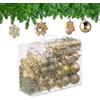 Relaxdays Palline di Natale, Set 100 Addobbi Natalizi, Palle Opache, Lucide, Glitter, 10 Design, Plastica, Champagne