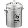 Relaxdays Pattumiera da Cucina Umido, Cestino Organico 5 L, Secchio Rifiuti Compost, Filtro Odori, Acciaio Inox, Grigio
