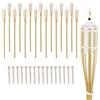 Relaxdays Set 16 Fiaccole da Esterno, Alte 90 cm, Torce a Olio per Giardino, Illuminazione Outdoor, in bambù, Naturale