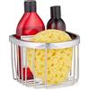 Relaxdays Mensola Portaoggetti per la Doccia, Acciaio Inox, Portashampoo da Parete, HLP: 11,5 x 16 x 16 cm, Argentato