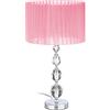 Relaxdays Lampada da Tavolo, Paralume in Stoffa, Metallo e Vetro, Design Cristallo, da Notte, HxD: 54x29,5 cm, E27, Rosa