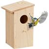 Relaxdays Casetta per Cinciallegre e Codirosso, Nido in Legno con Sportello Apribile per Pulizia, da Appendere, Naturale