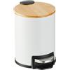 Relaxdays 3 L Pattumiera Bagno a Pedale, Cestino Cosmetici con Secchio Interno Rimovibile, Bidone Ferro e bambù, Bianco