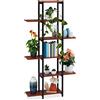 Relaxdays Scaffale Portavasi, 6 Ripiani, Mobile Portafiori Metallo, 150 x 78 x 24 cm, Tavolino Vasi, Nero Marrone Scuro