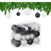 Relaxdays Palline di Natale, Set 50 Palle Albero, Addobbi Natalizi, Opache, Lucide e Glitter, ∅ 3, 4 e 6 cm, Nero Bianco