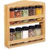 Relaxdays Portaspezie Legno, 10 Barattoli Vetro, Coperchio Forato & Chiusura Avvitata, da Parete & Tavolo, Bambù,natural