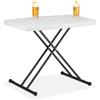 Relaxdays Tavolo Pieghevole da Giardino, Tavolino da Campeggio HLP 71x78x49 cm, Regolabile in Altezza, 2 Persone, Bianco