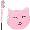 Relaxdays Pignatta Gatto, Piñata Vuota, Set con Bastone e Maschera, Gioco Compleanno Bambini HLP: 34 x 37 x 9,5 cm, Rosa