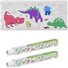 Relaxdays Rotolo Carta Disegno Bambini, Set da 2 Rulli di Fogli da Colorare da 3 m, Autoadesivo, Tema Dinosauri, Bianco