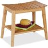 Relaxdays Sgabello da Bagno con Ripiano, Mobiletto in bambù, 45 x 51,5 x 34 cm, Sgabellino per Corridoio, Marrone Chiaro