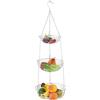 Relaxdays Portafrutta da Appendere, 3 Cesti per Frutta e Verdura, HxD 82x26,5 cm, Cestini Design Aperto Acciaio, Argento, Ferro, 82 x 26.5 x 26.5 cm