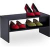 Relaxdays Scarpiera Ingresso, 2 Ripiani Impilabili, 4 Paia di Scarpe, Portascarpe Salvaspazio, 29,5x60x29,5 cm, Nero