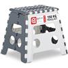 Relaxdays Sgabello Pieghevole, Sgabellino con un Gradino e Manico, fino a 120 kg, Plastica, 32x37x29,5 cm, Grigio/Bianco
