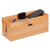 Relaxdays Scatola Porta Cavi per 2 Ciabatte, Cable Box in bambù, 14x34x14 cm, Coperchio Incavato Nascondicavi, Naturale
