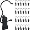 Relaxdays Grucce Appendi Stivali, Set da 25 Appendini Portastivali in Ferro con Clip, Mollette Gommate, Ganci 360°, Nero, 10,5 x 5 x 2 cm