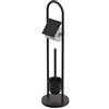 Relaxdays Set WC Relaxdays, Acciaio Inox, HxP: 79 x 22 cm, Porta Carta igienica, scopino con Base, Nero