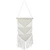 Relaxdays Arazzo macramè da Parete, Fatto a Mano, Stile Boho, Decorazione da Muro, HxL 70x25,5 cm, Cotone e Legno, Crema
