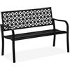 Relaxdays Panca da Giardino, Panchina a 2 Posti da Balcone Esterno, HLP: 85x127x62 cm, Design Geometrico, Acciaio, Nero