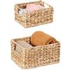 Relaxdays Cesto Portaoggetti in Giacinto d'Acqua, Set 2 Cesti Intrecciati, Due Misure, Contenitori da Bagno, Naturale