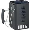 Relaxdays Ciminiera Accendi Carbonella per Grill, Manico di Sicurezza e Staffa di Supporto, Camino Starter Brace, Nero
