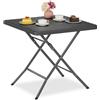 Relaxdays Tavolo Pieghevole da Giardino, Tavolino da Campeggio HLP: 74x78x78 cm, Arredo Esterno Effetto Legno, Grigio
