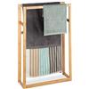 Relaxdays Portasciugamani da Terra in Bambù, 3 Bracci, Portasalviette, Piantana da Bagno, HLP: 90 x 60 x 20 cm, Naturale