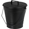 Relaxdays Secchio Raccogli Cenere con Coperchio, Cestello da 7 L per Carbone, Secchiello per Camino e Stufa, Ferro, Nero