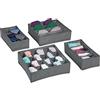 Relaxdays Organizer per Cassetti, Set di Scatole Porta Cravatte Biancheria Intima, Box Calzini, Reggiseni, Grigio Chiaro