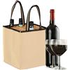 Relaxdays Borsa Porta Bottiglie di Vino e Birra, 9 Scomparti, Portabottiglie e Shopping Bag, 45x24x24 cm, Beige