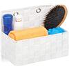Relaxdays Cestino Portaoggetti, da Appendere, Organizer Bagno, Corridoio, Camera da Letto, HLP: 20x25x16,5 cm, Bianco